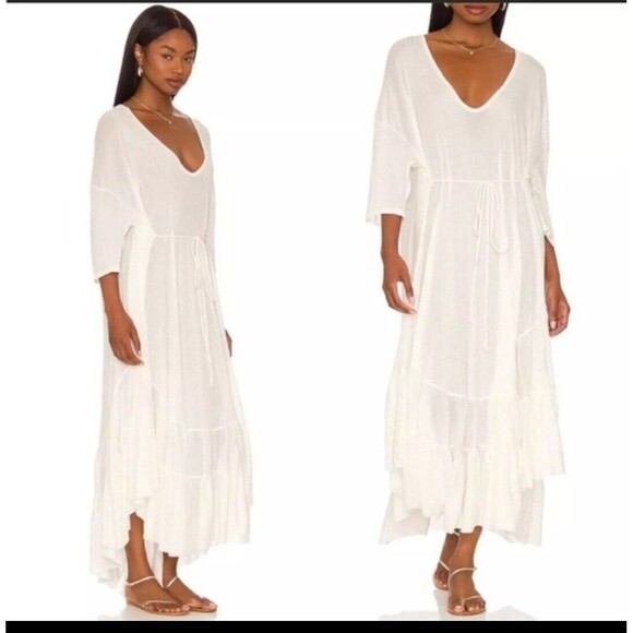 FREE PEOPLE MOVEMENT Sun Seeker Maxi Dress Ivory XS Oversized - Picture 1 of 6